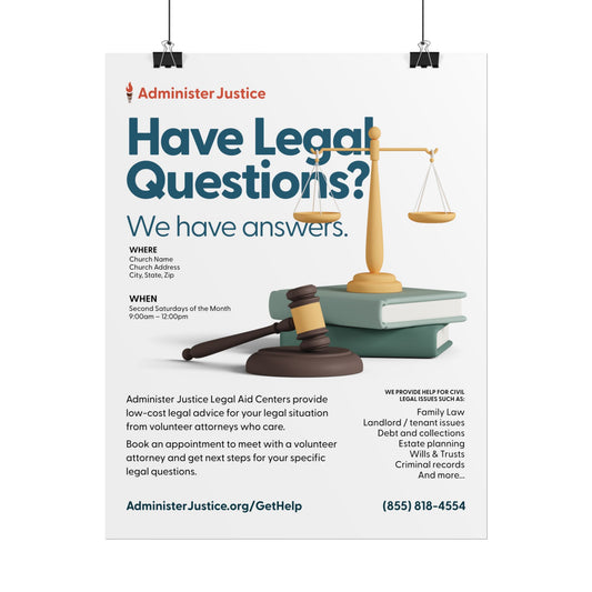 Have Legal Questions? Customizable GJC Poster