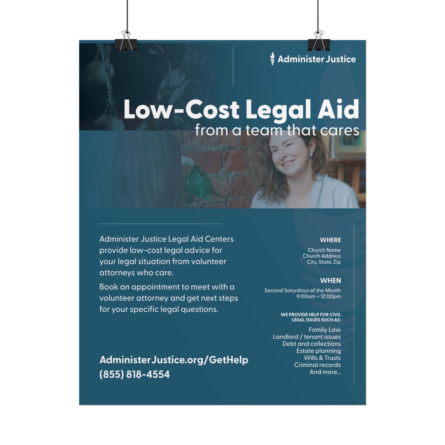 Low Cost Legal Aid. Customizable GJC Poster