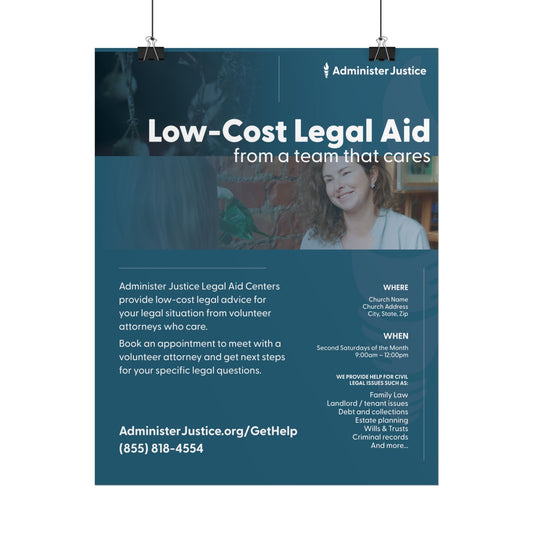 Low Cost Legal Aid. Customizable GJC Poster