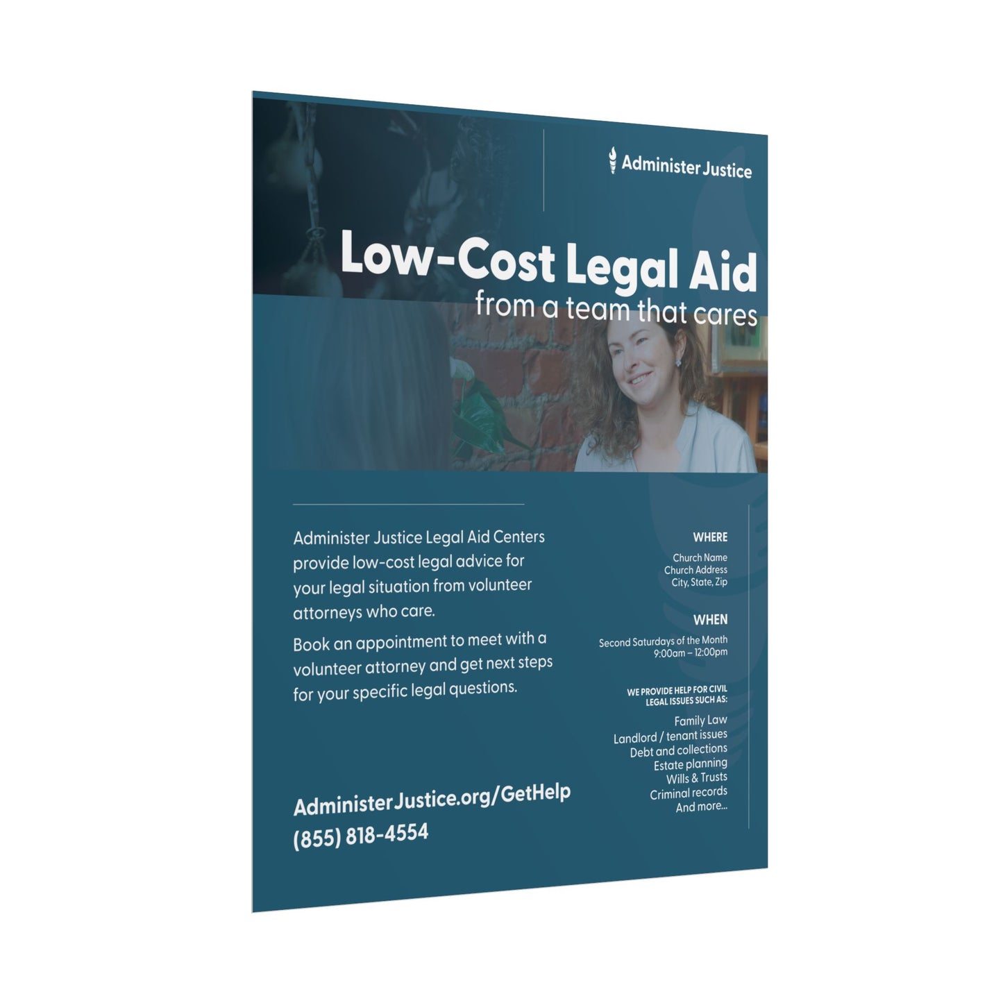 Low Cost Legal Aid. Customizable GJC Poster
