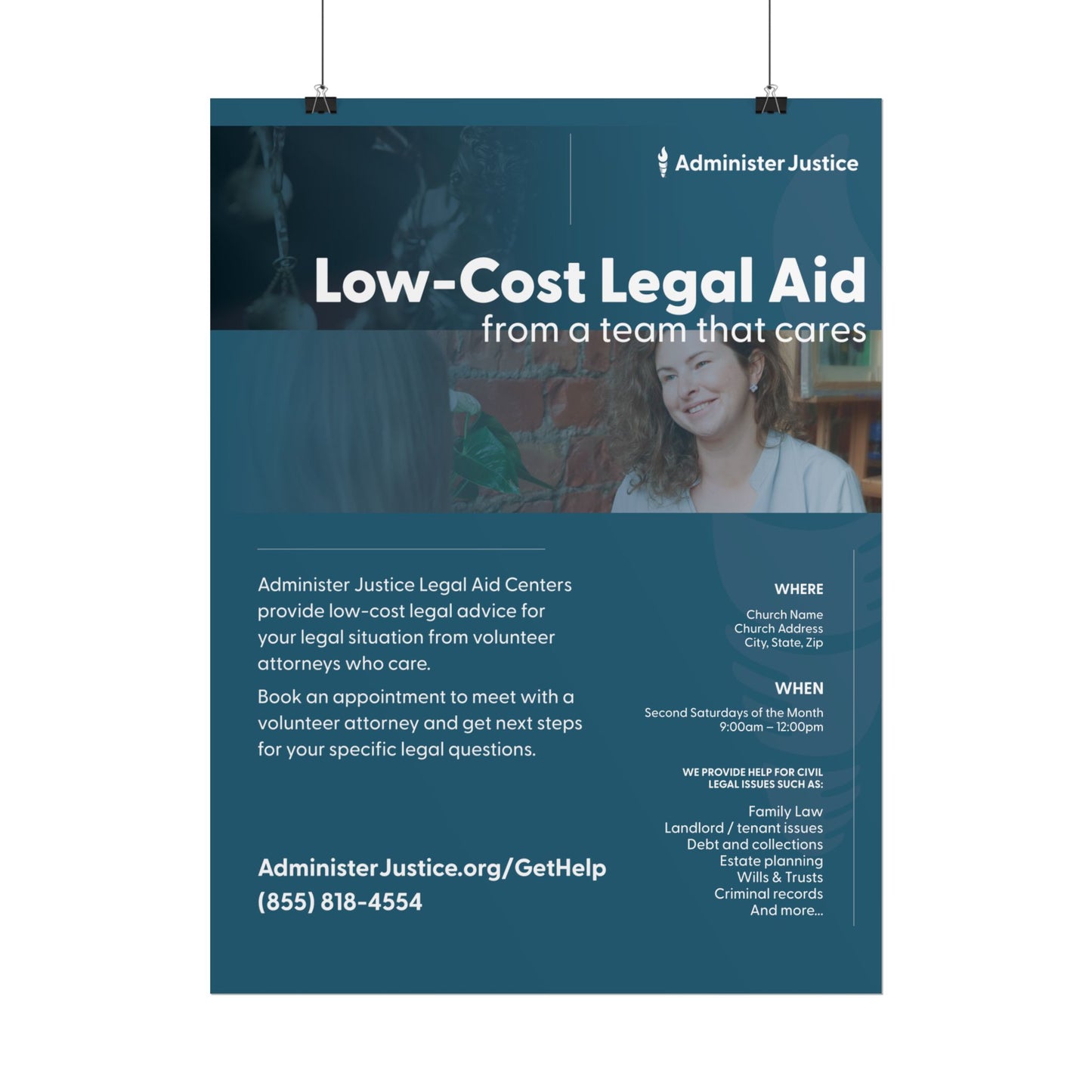 Low Cost Legal Aid. Customizable GJC Poster