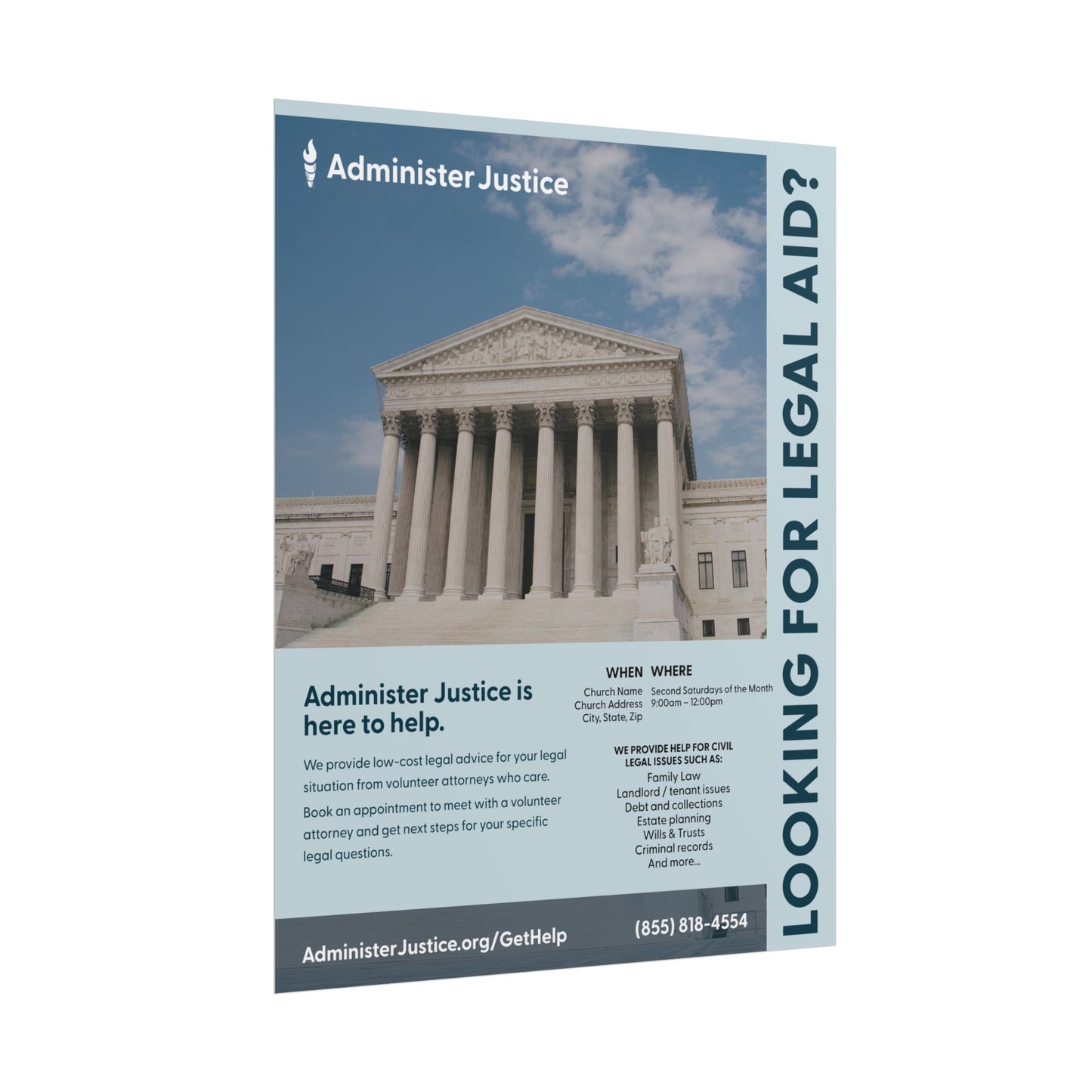 Looking for Legal Aid? Customizable GJC Poster