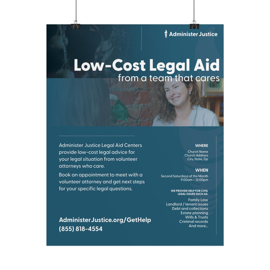 Low Cost Legal Aid. Customizable GJC Poster