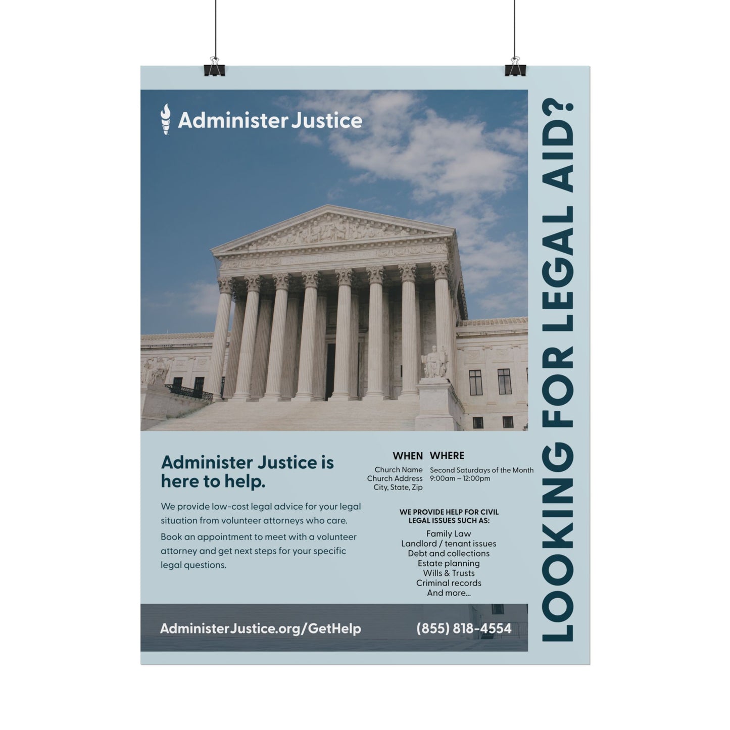 Looking for Legal Aid? Customizable GJC Poster