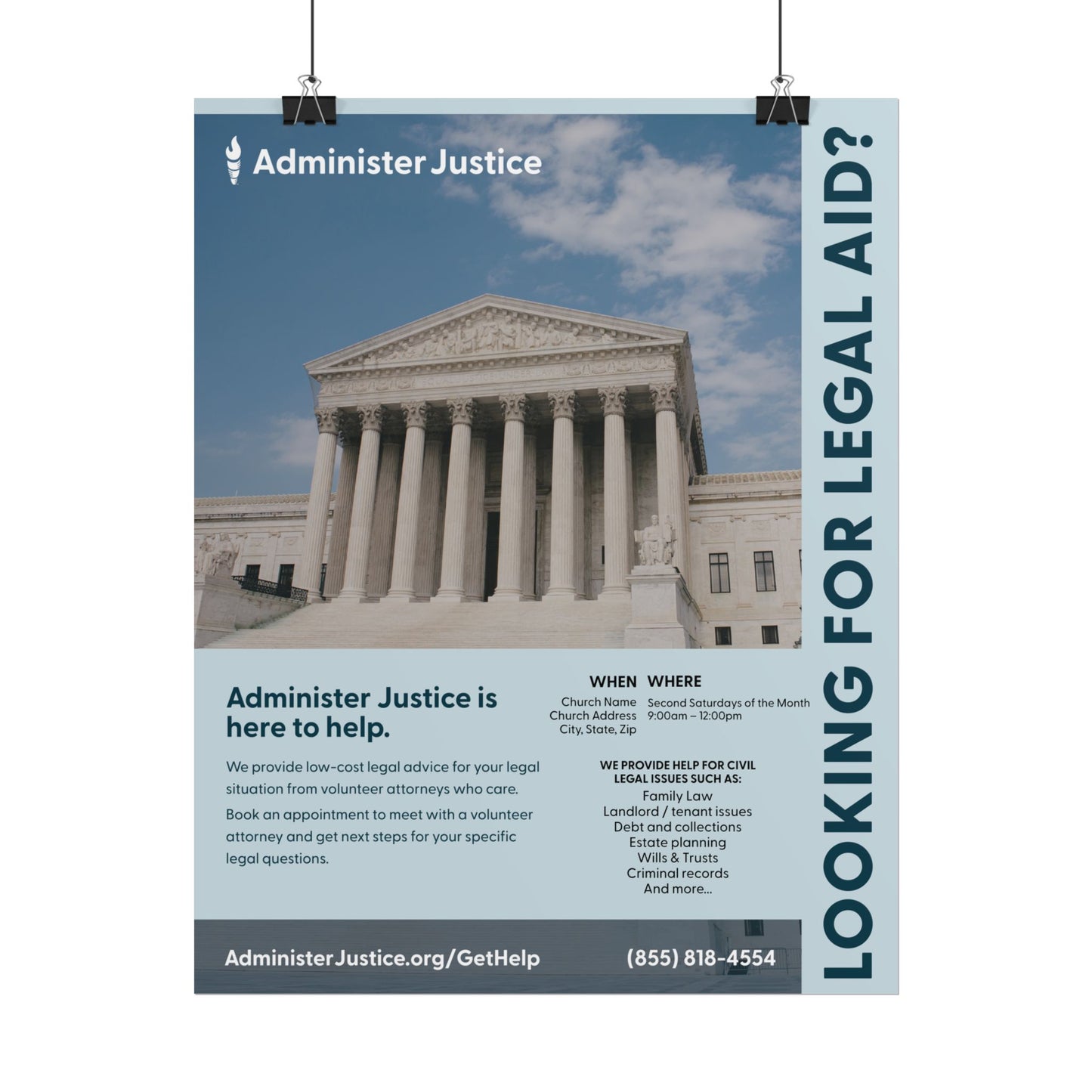 Looking for Legal Aid? Customizable GJC Poster